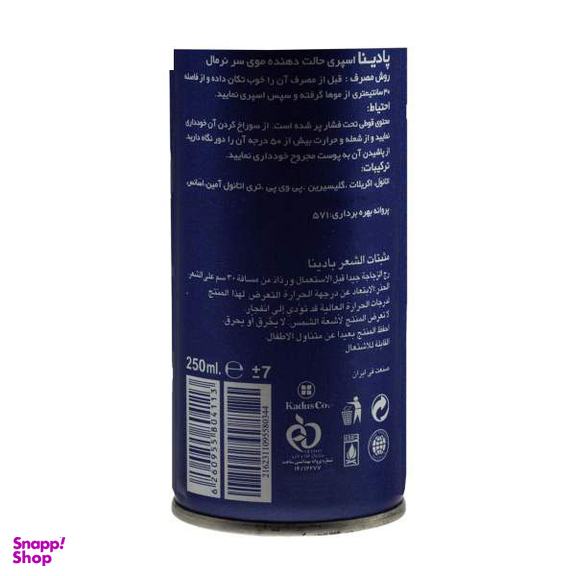اسپری حالت دهنده مو پادینا (Padina) مدل Normal