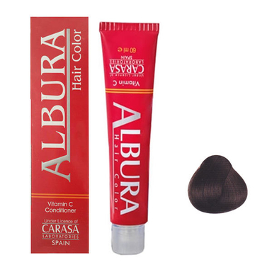 رنگ مو آلبورا (Albura) مدل Carasa شماره 4.7 رنگ شکلاتی قهوه‌ای متوسط حجم 100 میلی‌ لیتر