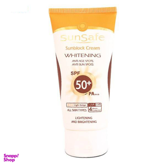 کرم ضد آفتاب روشن کننده سان سیف با spf 50 رنگ بژ روشن حجم 50 میلی‌ لیتر