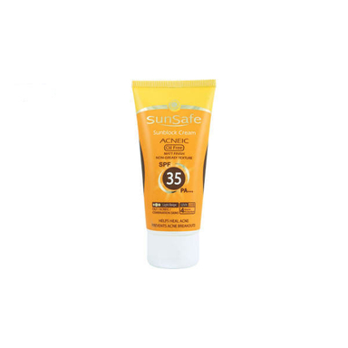 کرم ضد آفتاب سان سیف (Sun safe) SPF 35 رنگی فاقد چربی حجم 50 میلی‌‌لیتر