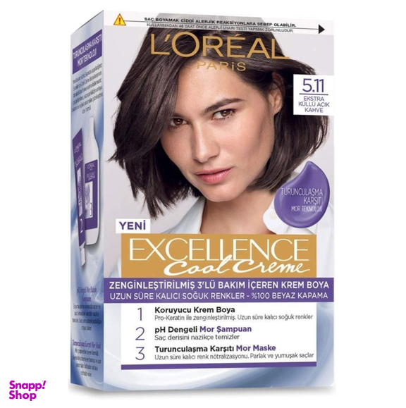 کیت رنگ موی اورال (L'oreal) رنگ قهوهای دودی روشن شماره 5٫11