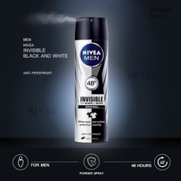 اسپری ضد تعریق مردانه نیوآ (Nivea) مدل Invisible Black And White حجم 150 میلی‌لیتر