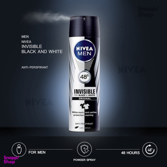 اسپری ضد تعریق مردانه نیوآ (Nivea) مدل Invisible Black And White حجم 150 میلی‌لیتر