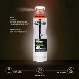 اسپری ضد تعریق مردانه لورآل (Loreal) مدل Shirt Protect Antiperspirant حجم 250 میلی‌ لیتر