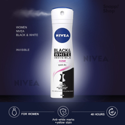 اسپری ضد تعریق زنانه نیوآ (Nivea) مدل Black & White Invisible Clear حجم 150 میلی‌ لیتر