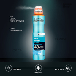 اسپری خوشبو‌کننده بدن مردانه لورآل (Loreal) مدل COOL POWER حجم 250 میلی‌لیتر