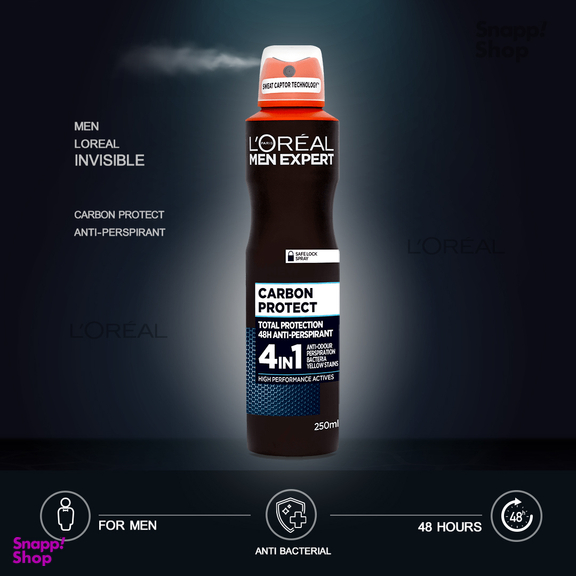 اسپری خوشبو‌کننده بدن مردانه لورآل (Loreal) مدل Carbon Protect New حجم 250 میلی‌لیتر