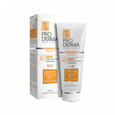 کرم ضد آفتاب فاقد چربی پرودرما (Pro Derma) SPF50 مناسب پوست های چرب و جوش دار حجم 40 میلی‌لیتر