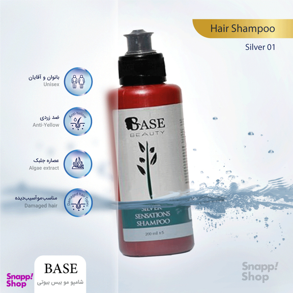 شامپو ضد زردی بیس بیوتی (Base beauty) مدل 01 Silvr حجم 200 میلی‌لیتر