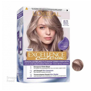 کیت رنگ مو لورآل (L'oreal) مدل Excellence شماره 8.11 حجم 48 میلی لیتر