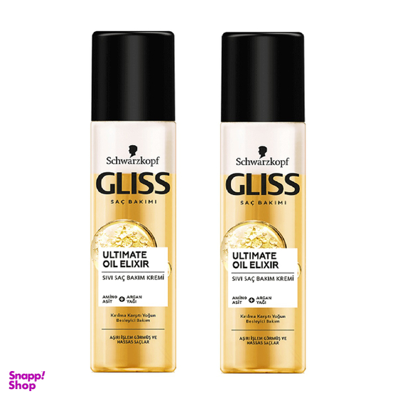 اسپری دو فاز مو گلیس (Gliss) مدل Ultimate Oil Elixir حجم 200 میلیلیتر مجموعه 2 عددی