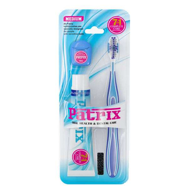 مسواک پاتریکس (Patrix) مدل Powerful Whitening با برس متوسط به همراه نخ دندان با طول 10 متر