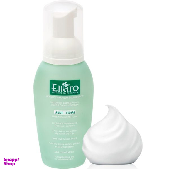 فوم شستشوی صورت الارو (Ellaro) مدل Fresh Balancing Acne Foam مناسب پوست چرب و مستعد آکنه حجم 200 میلی ‎لیتر پک 2 عددی