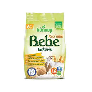 بیسکویت کودک به به هوناپ (Hunnap Bebe) با شیر چرب بز مناسب +6 وزن 200 گرم مجموعه 2 عددی