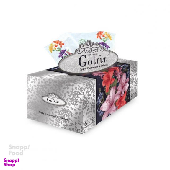 دستمال کاغذی 100 برگ گلریز (Golriz) مدل نقرهای
