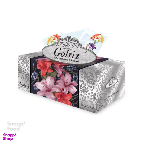 دستمال کاغذی 100 برگ گلریز (Golriz) مدل نقرهای
