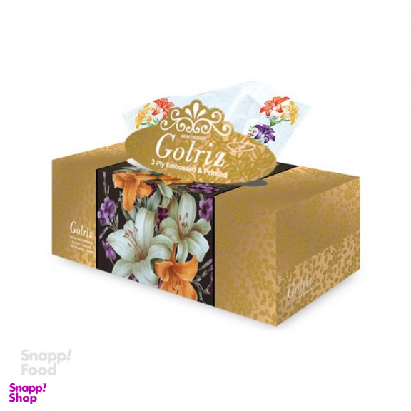 دستمال کاغذی 100 برگ گلریز (Golriz) مدل گلریز طلایی