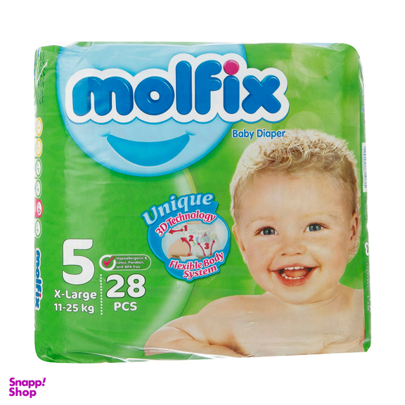 پوشک بچه مولفیکس (Molfix) مدل Unique سایز 5 بسته 28 عددی