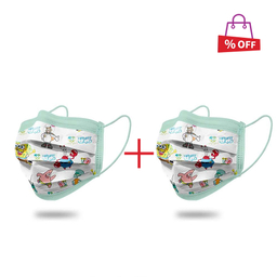 ماسک کودک3 لایه حیات طرح باب اسفنجی بسته‌های 30عددی مجموعه 2 عددی