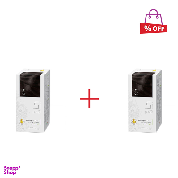 کیت رنگ مو زی فام (Zi Fam) شماره 4 رنگ قهوه‌ای طبیعی حجم 50 میلی‌لیتر مجموعه 2 عددی
