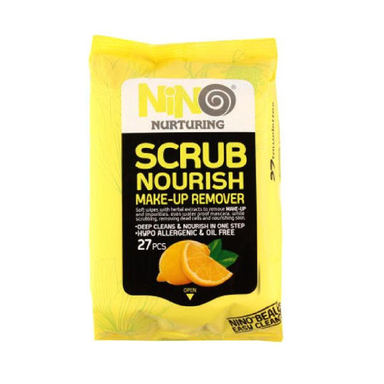 دستمال مرطوب پاک کننده آرایش نینو (Nino) مدل Scrub Nourish بسته 27 عددی