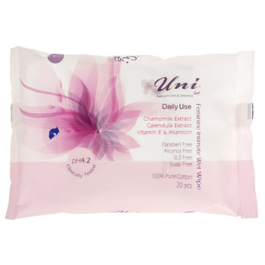 دستمال مرطوب بانوان یونی لد (Uni Led) مدل Feminine Intimate بسته 20 عددی