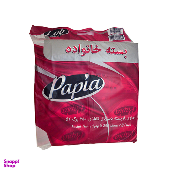 دستمال کاغذی خانواده پاپیا (Papia) بسته 8 عددی