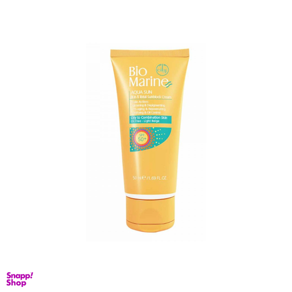 کرم ضد آفتاب فاقد چربی بایومارین (Bio Marine) با +SPF50 حجم 50 رنگ بژ روشن پوست چرب میلی لیتر