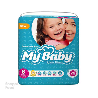 پوشک مای بیبی (My Baby) مدل آبی سایز 6 بسته 24 عددی
