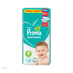 پوشک کودک پریما (Prima) مدل Aktif Bebek سایز 4 بسته 54 عددی