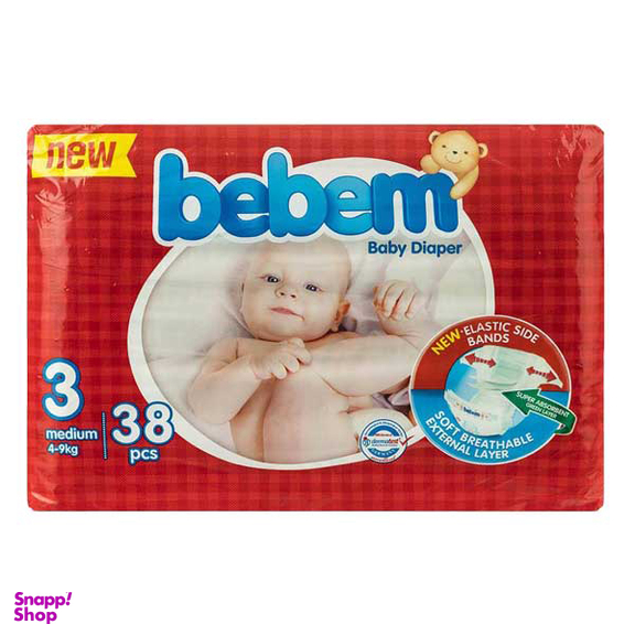 پوشک بچه ببم (Bebem) سایز 3 بسته 38 عددی