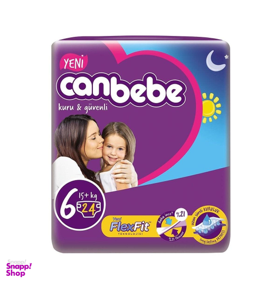 پوشک بچه جان ب ب (Canbebe) سایز شش 24 عددی (طرح جدید)