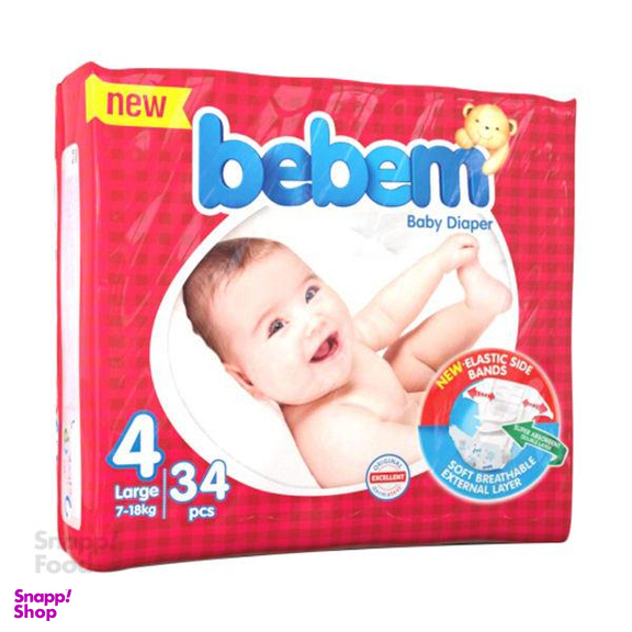 پوشک کودک ببم (Bebem) مدل New سایز 4 بسته 34 عددی