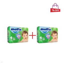پوشک کودک مولفیکس (Molfix) سایز 4 بسته 34 عددی مجموعه 2 عددی