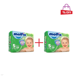 پوشک کودک مولفیکس (Molfix) سایز 5 بسته 28 عددی مجموعه 2 عددی