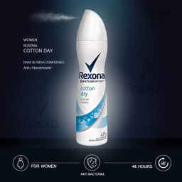 اسپری پودری بدن زنانه رکسونا (Rexona) مدل Cotton Dry حجم 200 میلی لیتر