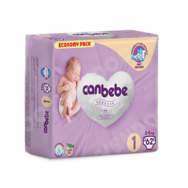 پوشک کودک جان به به (Canbebe) سایز 1 مدل Ekonomik بسته 62 عددی