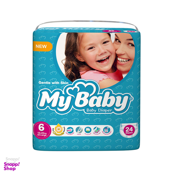 پوشک بچه مای بیبی (My Baby) سایز 6 بسته 24 عددی برای وزن 15 الی 25 کیلو گرم