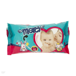 پوشک بچه مرسی (Merci) کد 01 سایز 3 بسته 42 عددی به همراه دستمال مرطوب