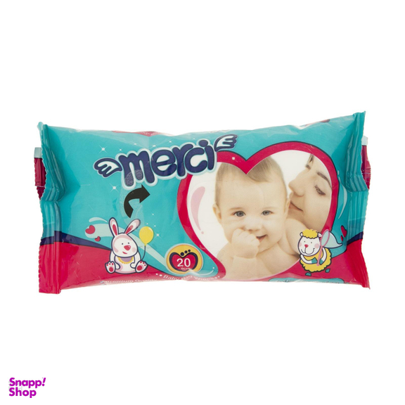 پوشک بچه مرسی (Merci) کد 01 سایز 3 بسته 42 عددی به همراه دستمال مرطوب