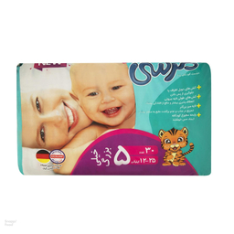 پوشک بچه مرسی (Merci) کد 001 سایز 5 بسته 30 عددی به همراه دستمال مرطوب