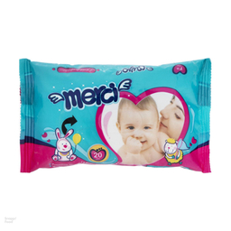 پوشک بچه مرسی (Merci) کد 001 سایز 5 بسته 30 عددی به همراه دستمال مرطوب