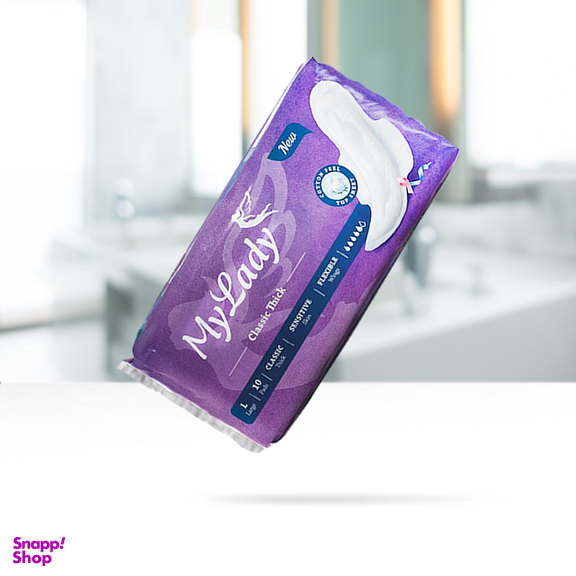 نوار بهداشتی بالدار مای‌ لیدی مدل Classic Purple سایز بزرگ بسته 10 عددی