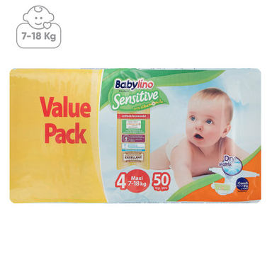 پوشک ضد حساسیت بیبی لینو (Babylino) مدل Value Pack سایز 4 بسته 50 عددی