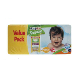 پوشک ضد حساسیت بیبی لینو (Babylino) مدل Value Pack سایز 5Plus بسته 42 عددی