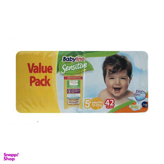 پوشک ضد حساسیت بیبی لینو (Babylino) مدل Value Pack سایز 5Plus بسته 42 عددی