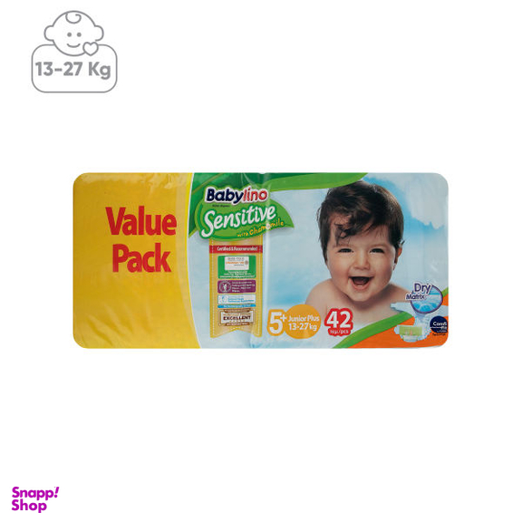 پوشک ضد حساسیت بیبی لینو (Babylino) مدل Value Pack سایز 5Plus بسته 42 عددی
