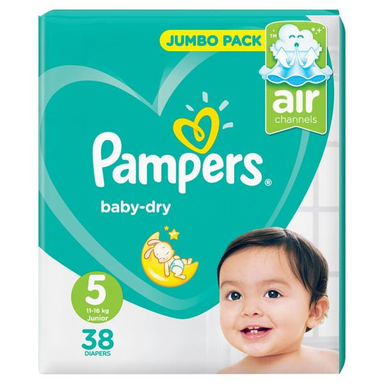 پوشک پمپرز (Pampers) مدل Baby Dry سایز 5 بسته 38 عددی