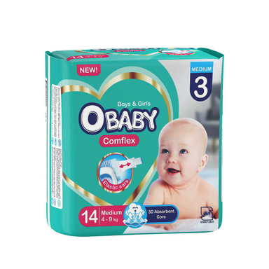 پوشک کودک او بیبی (O-Baby) سایز متوسط بسته 14 عددی