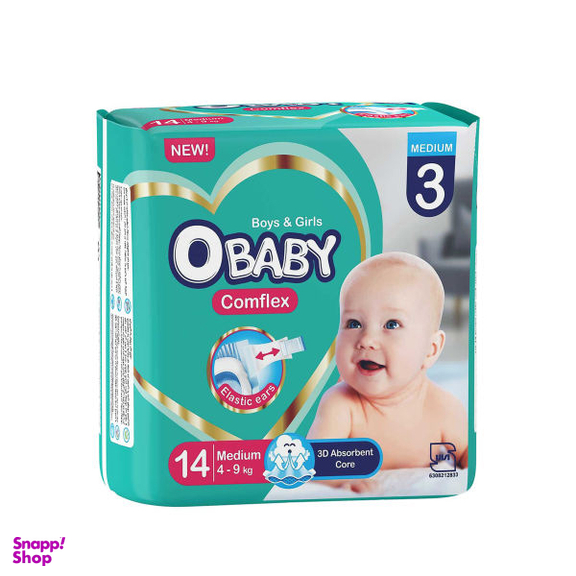 پوشک کودک او بیبی (O-Baby) سایز متوسط بسته 14 عددی